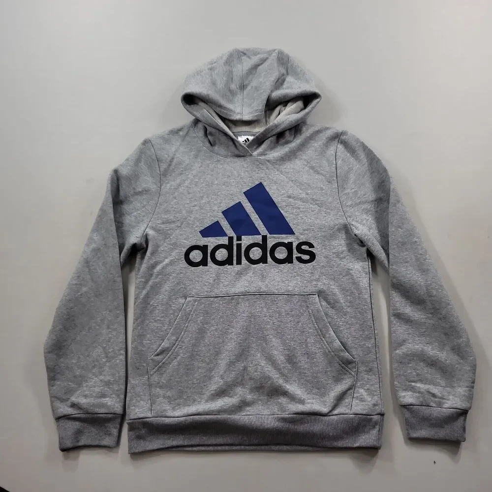 Adidas Essential Pullover Hoodie Boys XL 18 20 Grey‎ Heather Slim Fit